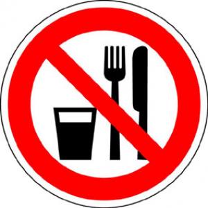 Signal d'interdiction: Défense de manger et de boire