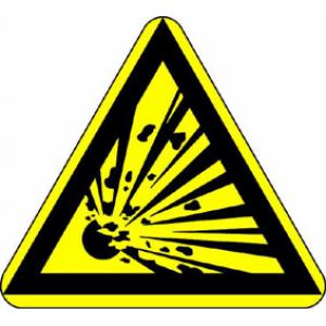 Signal d'avertissement: Mise en garde contre des substances explosives, selon DIN 4844 et VGB 125