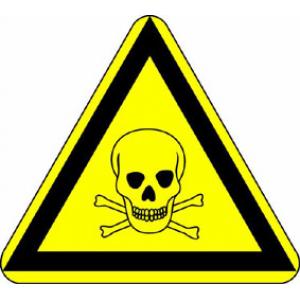 Signal d'avertissement: Mise en garde contre des substances toxiques, selon DIN 4844 et VGB 125