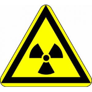 Signal d'avertissement: Mise en garde contre des substances radioactives, selon DIN 4844 et VGB 125