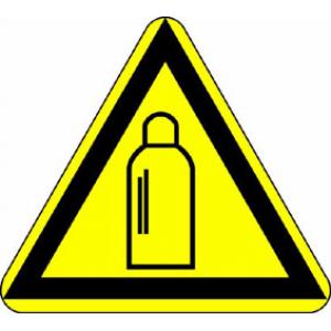 Signal d'avertissement: Mise en garde contre des bouteilles de gaz, selon DIN 4844 et VGB 125