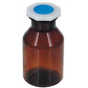 Flacon bouché émeri, 250 ml, col large, verre brun, bouchon polyéthylène