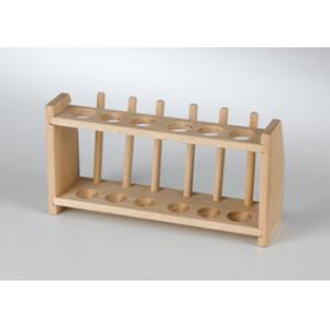 Test tube rack, wooden, 6 tubes