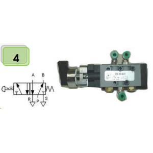 Distributeur pneumatique 5/2 avec bouton rotatif, rappel par ressort