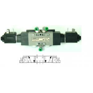 Distributeur pneumatique 5/3 centre fermé,  24 Vcc avec silencieux échappement (EWTHR13024898) avec support et sérigraphie