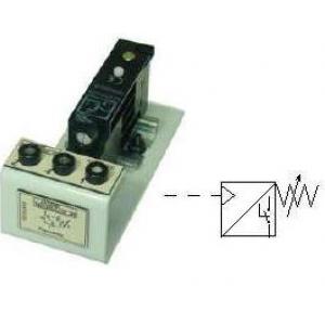 Pressostat, réglable de 1...8 bar, sortie sans potentiel par contact inversé (EWTHR13024900) douille 2 mm, Imax.=5A (220 Vcc), pour tubes Ø4 mm, avec support et sérigraphie