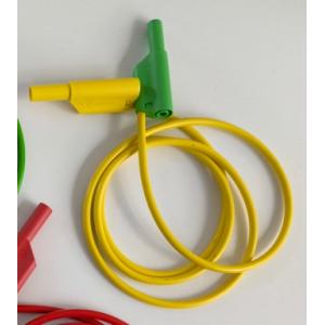 Câble d'expérimentation de sécurité, 100 cm, jaune et douille verte sur une extrémité