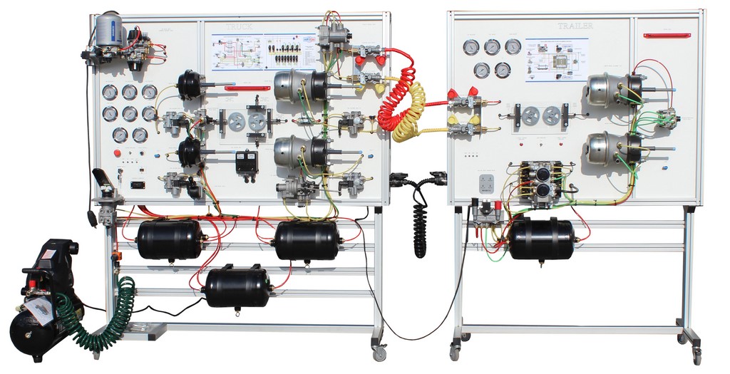 Banc freinage pneumatique VI VTR avec EBS WABCO avec 2 cadres aluminium sur roulettes