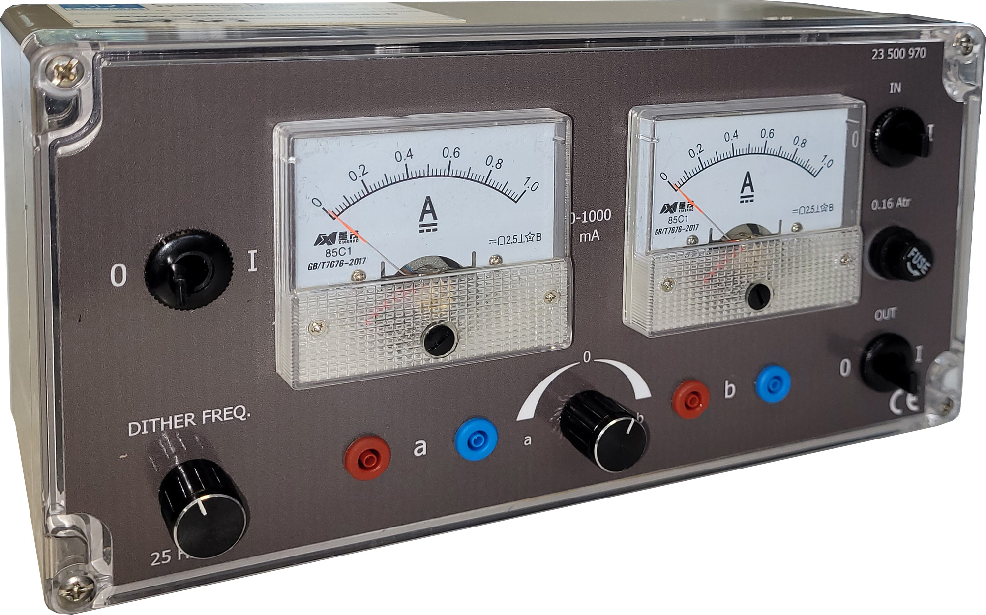Module alimentation hydraulique proportionnelle pour piloter 2 bobines (4 mm), (EWTHR23500970) I max=1A par bobine, affichage du courant, Régulation manuelle de la fréquence Dither